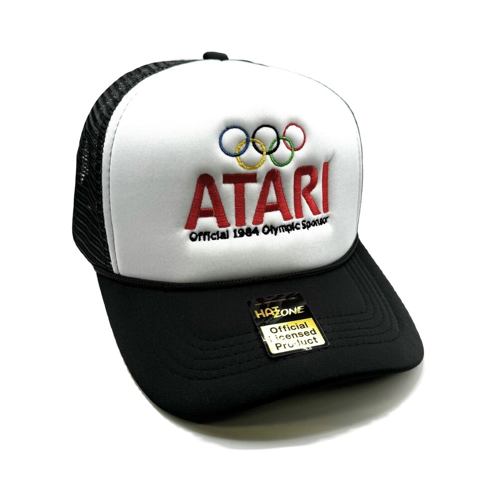 Retro LA Games Atari Sponsor Mesh Trucker Snapback (White/Black)